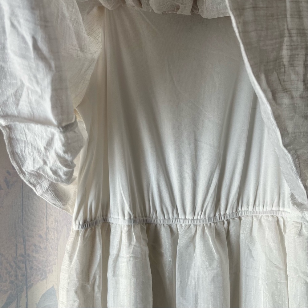 J Gee White and Navy Blue Embroidered Midi Spaghetti Strap Dress - Picture 7 of 13